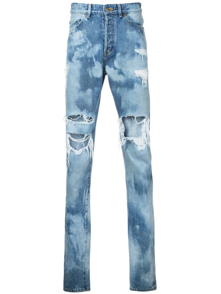 Hl Heddie Lovu - Distressed Bleach Jeans - Men - Cotton - 32, Blue, Cotton