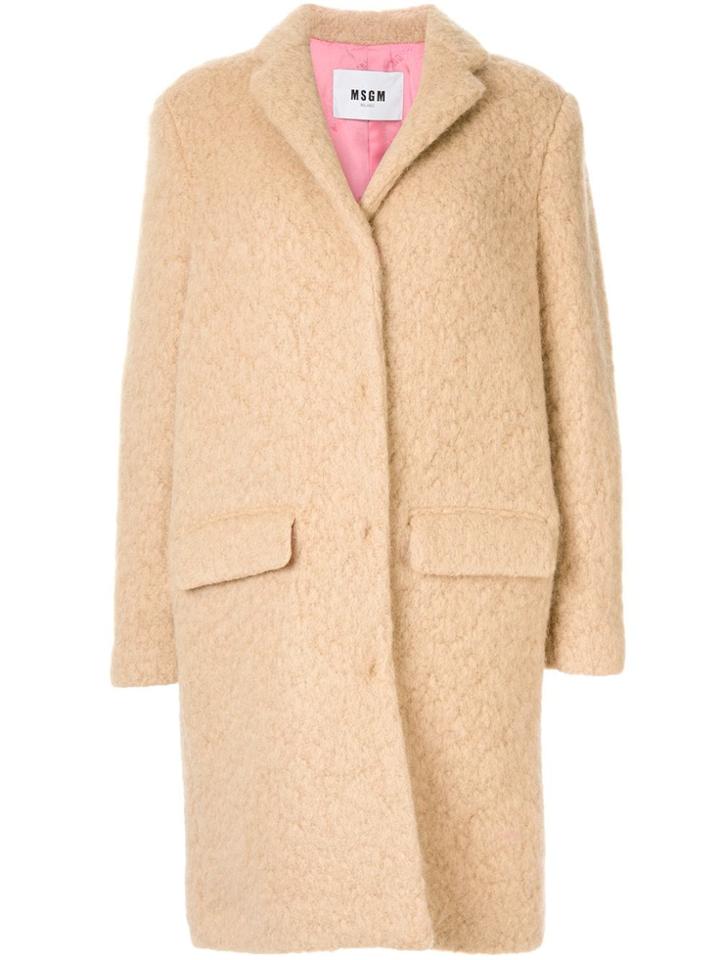 Msgm Single-breasted Asymmetric Coat - Brown