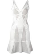 Hervé Léger Perforated Flared Dress, Women's, Size: Xs, White, Nylon/spandex/elastane/rayon
