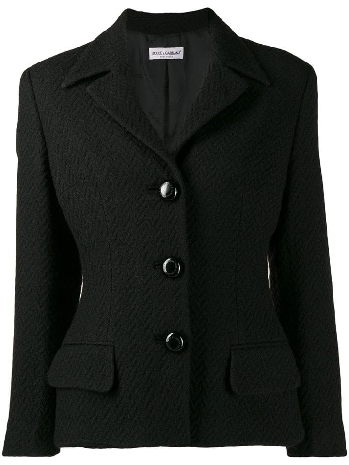 Dolce & Gabbana Pre-owned 1990's Herringbone Jacquard Jacket - Black