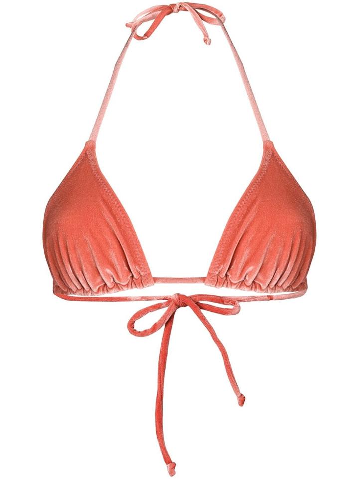 Solid & Striped Velvet Triangle Bikini Top - Pink