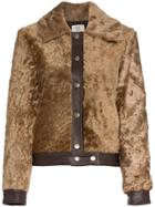 Maryam Nassir Zadeh Leather Panel Shearling Bomber Jacket - Brown
