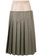 Erika Cavallini Contrast Panel Pleated Skirt - Nude & Neutrals