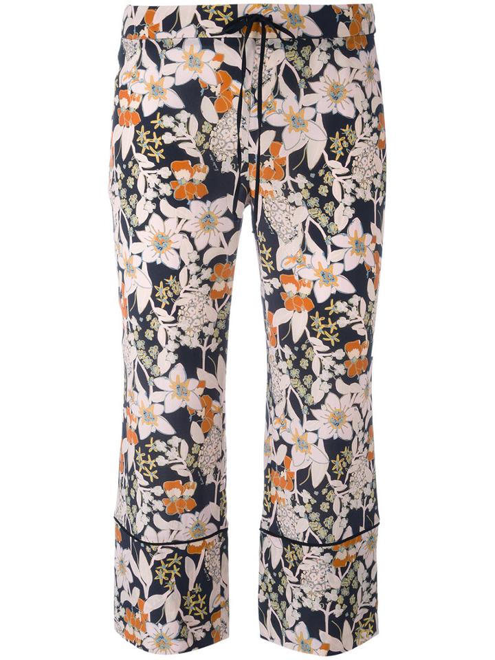 L'autre Chose 3/4 Length, Floral Print Trousers, Women's, Size: 44, Silk