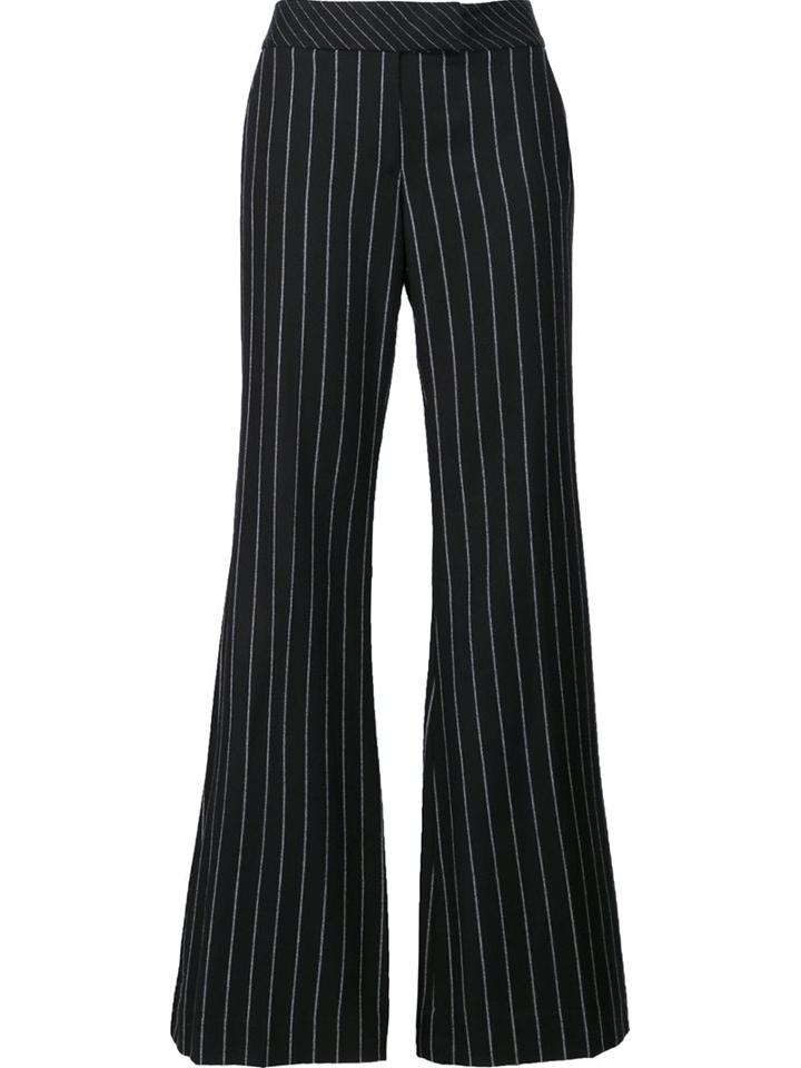Rachel Zoe Pinstripe Flared Trousers, Women's, Size: 10, Black, Silk/wool/cashmere/spandex/elastane