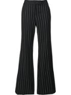 Rachel Zoe Pinstripe Flared Trousers, Women's, Size: 10, Black, Silk/wool/cashmere/spandex/elastane