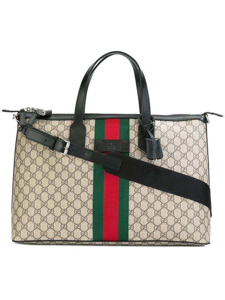 Gucci Logo Print Tote, Men's, Nude/neutrals, Leather