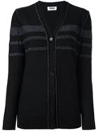 Sonia By Sonia Rykiel Striped Button Down Cardigan, Women's, Size: Large, Black, Acrylic/polyester/spandex/elastane/wool
