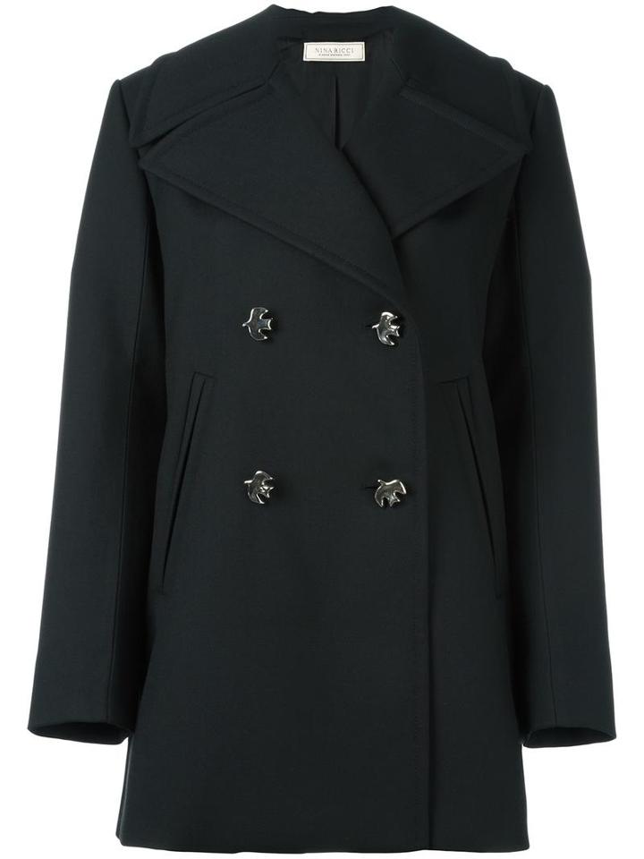 Nina Ricci Double Breasted Short Coat, Women's, Size: 36, Black, Polyester/viscose/wool