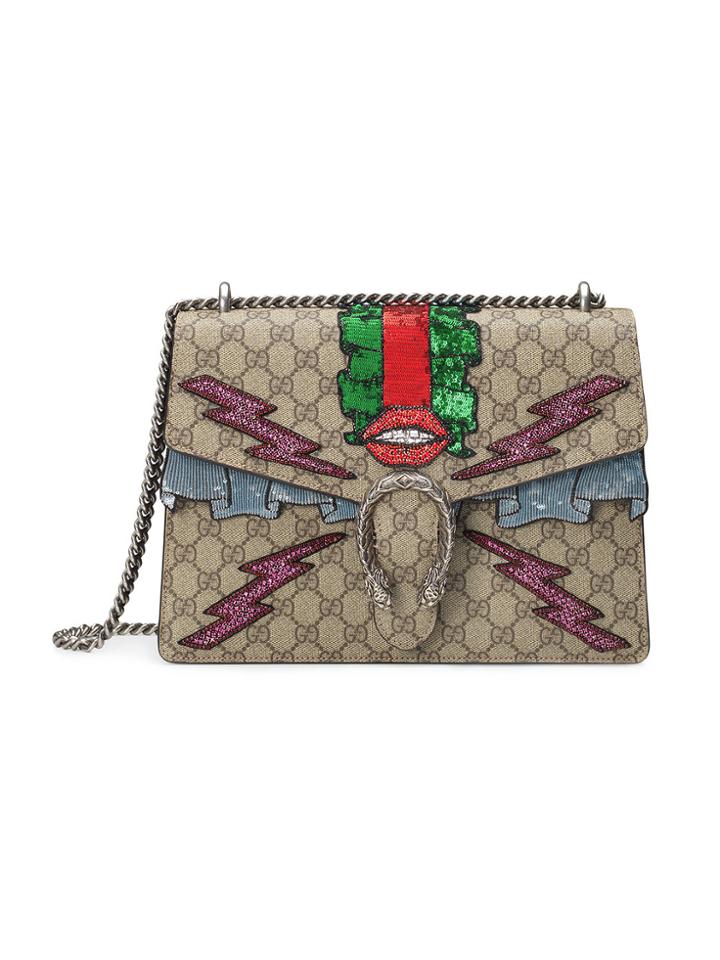 Gucci Dionysus Gg Supreme Embroidered Bag - Nude & Neutrals