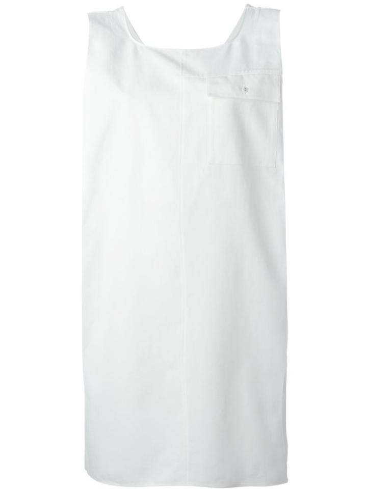 Maison Margiela Apron Front Shift Dress, Women's, Size: 42, White, Cotton/linen/flax