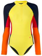 Perfect Moment Long-sleeved Surfing Swimsuit - Yellow