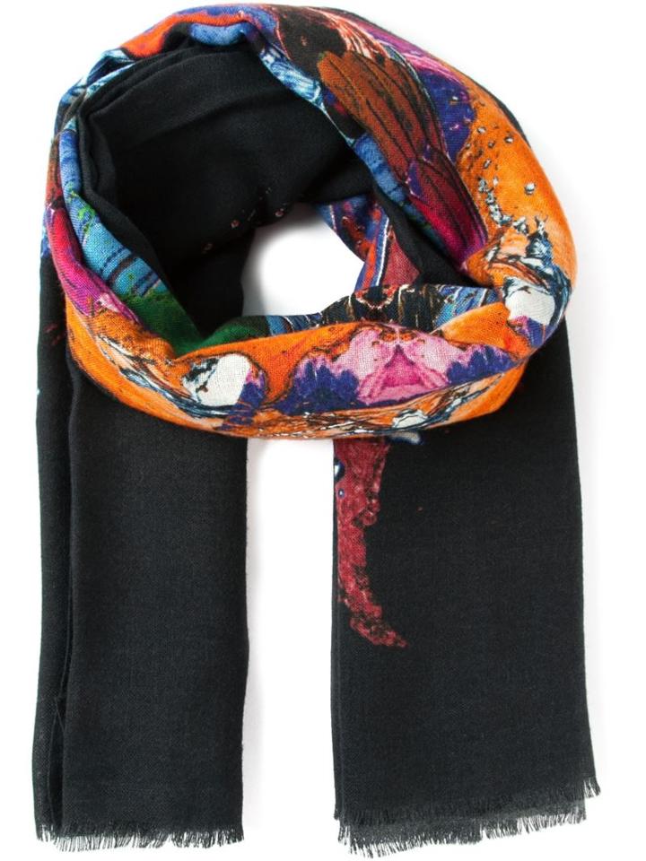 Marcelo Burlon County Of Milan Abstract Print Scarf, Men's, Black, Wool