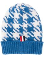 Thom Browne Gun Club Intarsia Check Hat - Blue