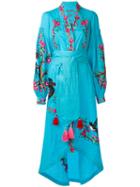 Yuliya Magdych - 'swallows' Dress - Women - Linen/flax - L, Blue, Linen/flax