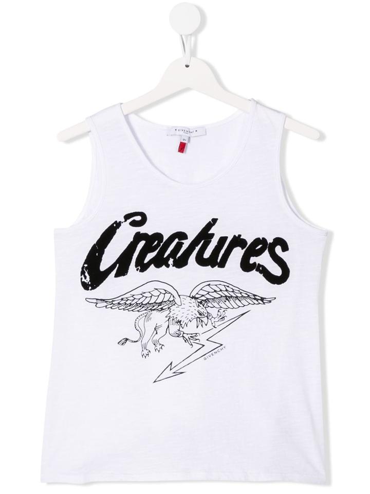 Givenchy Kids Teen Creatures Print Tank Top - White