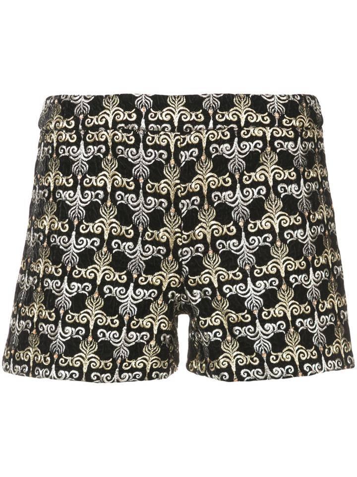 Alice+olivia Marisa Embroidered Shorts - Metallic
