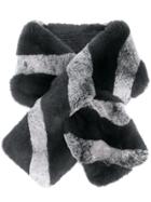 N.peal Striped Fur Scarf - Grey