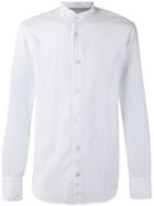 Eleventy Mandarin Neck Shirt, Men's, Size: 41, White, Cotton/linen/flax