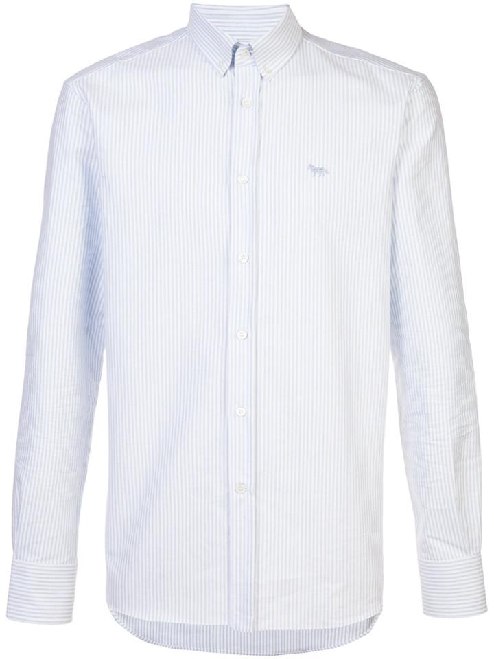 Maison Kitsuné Stripe Fox Button Down Shirt - Blue