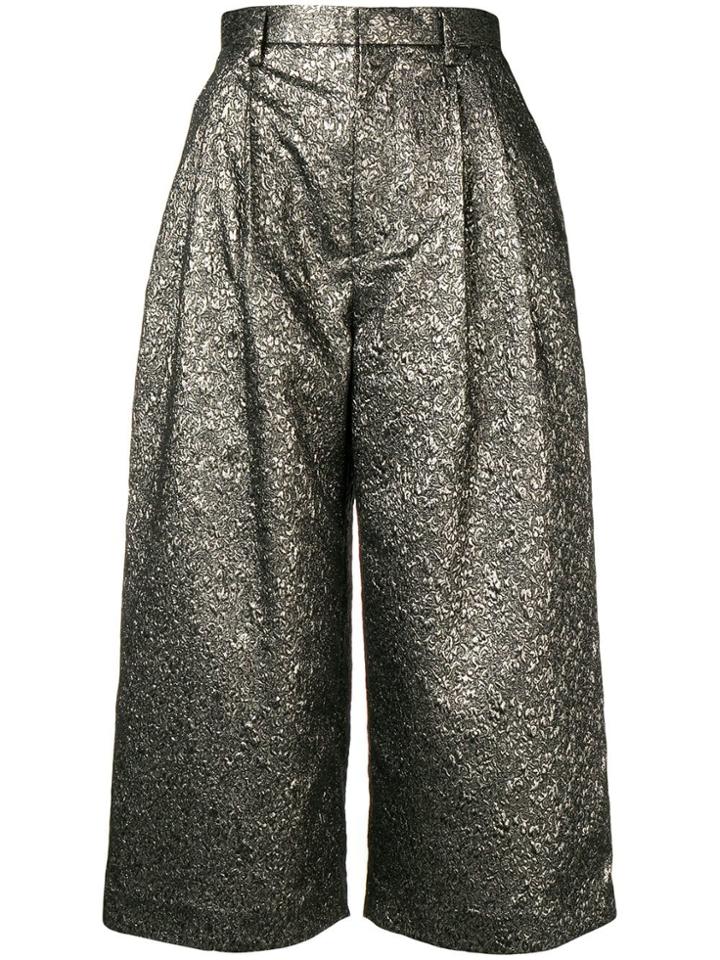 Comme Des Garçons Noir Kei Ninomiya Metallic Textured Culottes - Gold