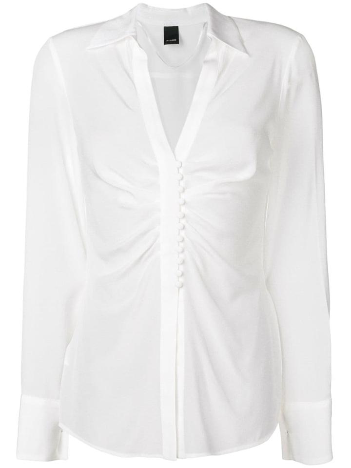 Pinko Ruched Crepe De Chine Blouse - White