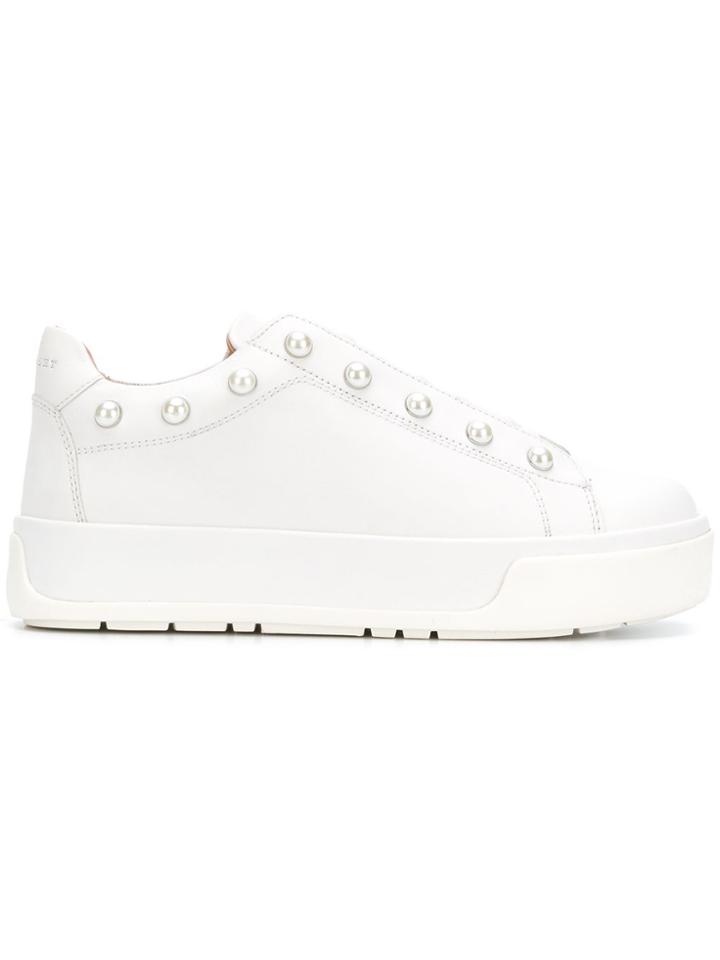 Twin-set Pearl Stud Platform Sneakers - White