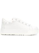 Twin-set Pearl Stud Platform Sneakers - White