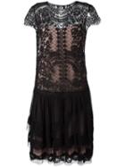 Alberta Ferretti Shortsleeved Sheer Dress, Women's, Size: 42, Black, Silk/rayon/polyamide/other Fibers