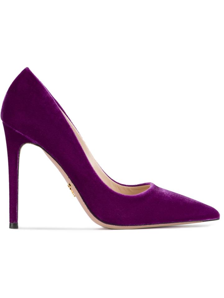 Prada Purple Velvet 120 Pointed Pumps - Pink & Purple