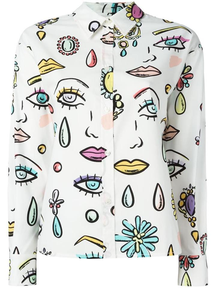 Printed Shirt, Women's, Size: 44, White, Cotton/other Fibers, Boutique Moschino