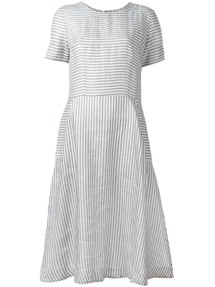 Chinti And Parker Flared Striped Dress, Women's, Size: Large, White, Silk/cotton/linen/flax