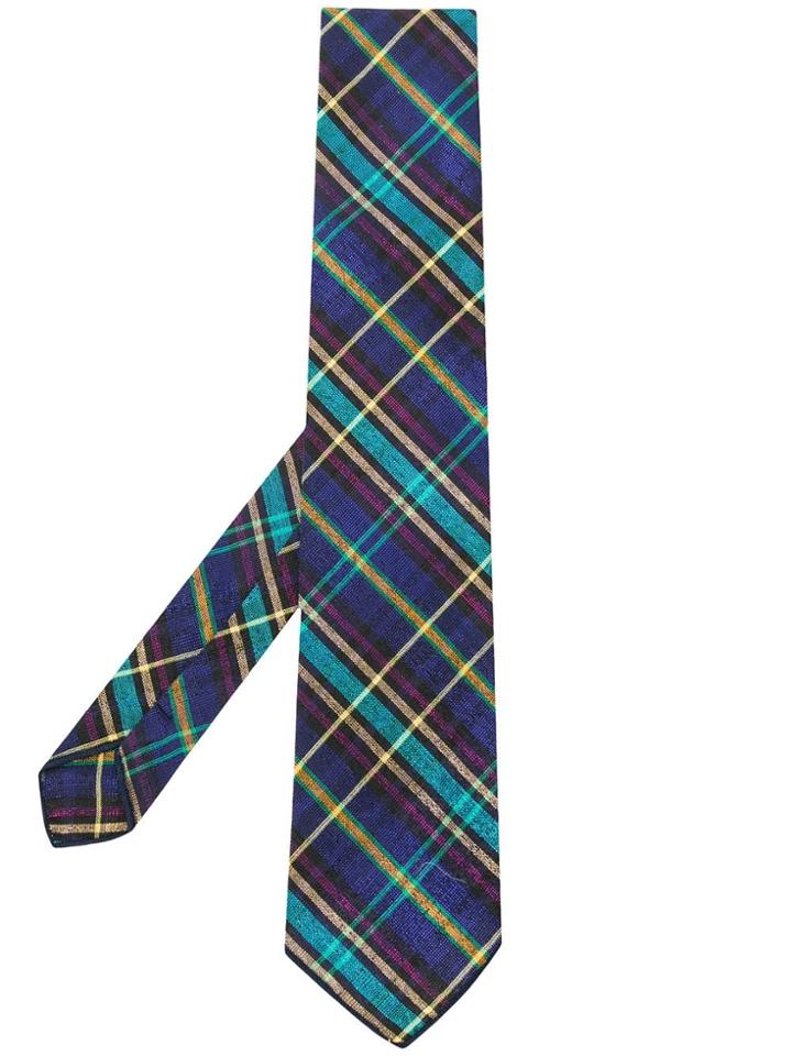 Engineered Garments Check Pattern Tie - Blue