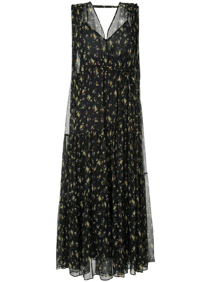 Lee Mathews Clementine Silk Tiered Dress - Black
