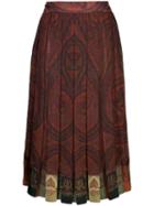 Adam Lippes Pleated Paisley Print Skirt - Red