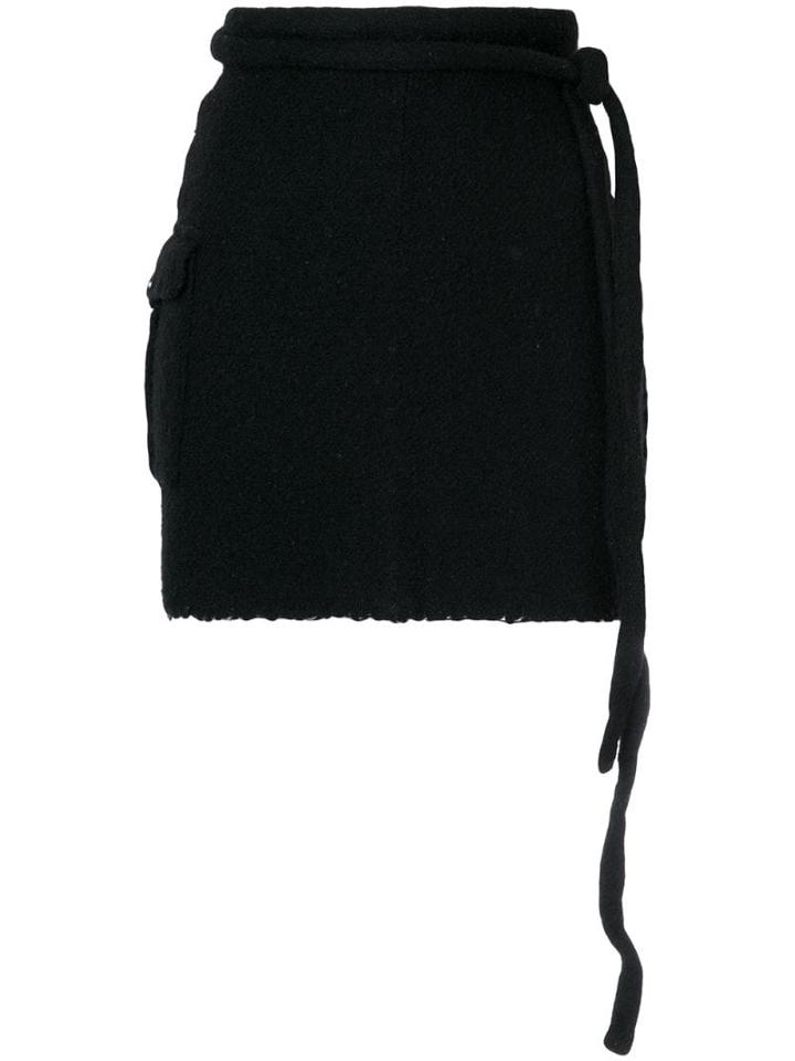 Comme Des Garçons Pre-owned 1994 Wrapped Knitted Skirt - Black