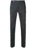 Entre Amis Slim Fit Pinstripe Trousers - Grey