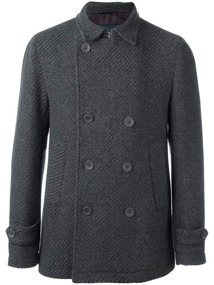 Herno Double Breasted Coat, Men's, Size: 50, Grey, Polyester/virgin Wool/polyamide/other Fibers