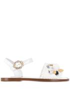 Dolce & Gabbana Embellished Coin Sandals - White