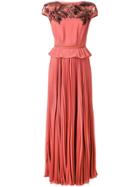 Elisabetta Franchi Embellished Pleated Gown - Pink