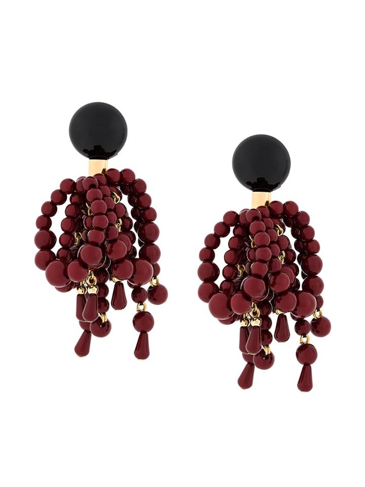 Marni Beaded Cluster Pendant Earrings - Red