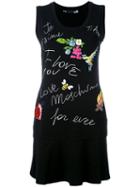 Love Moschino Graphic Print Dress, Women's, Size: 44, Black, Cotton/spandex/elastane