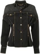 Versace Fitted Waist Denim Jacket - Black