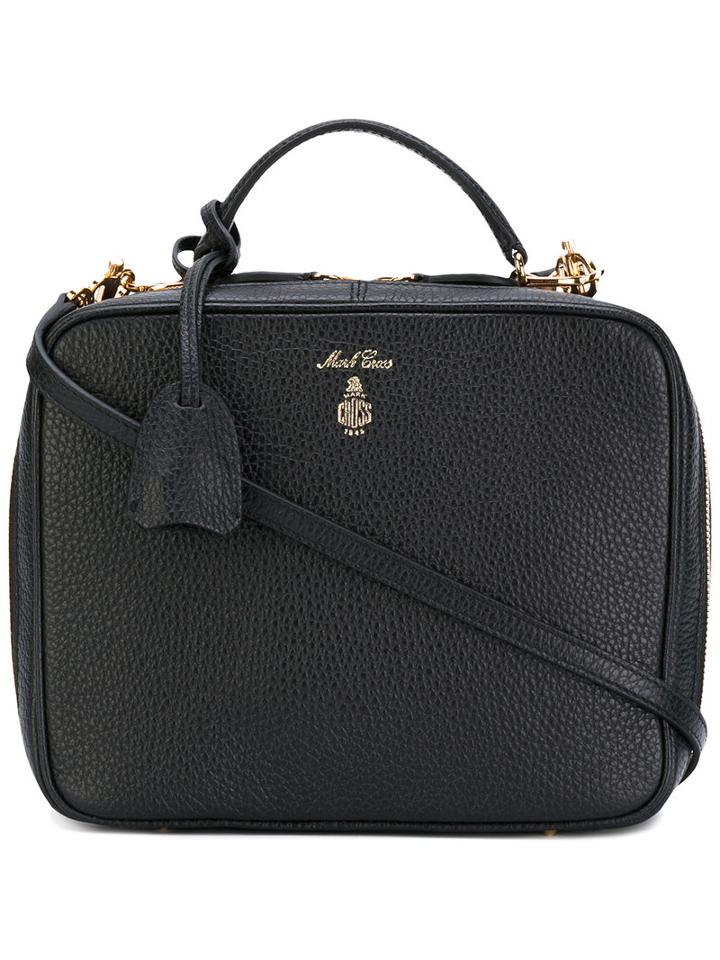 Printed Logo Box Tote - Women - Calf Leather - One Size, Black, Calf Leather, Mark Cross