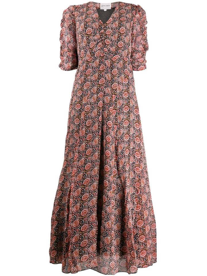 Antik Batik Floral Print Maxi Dress - Red
