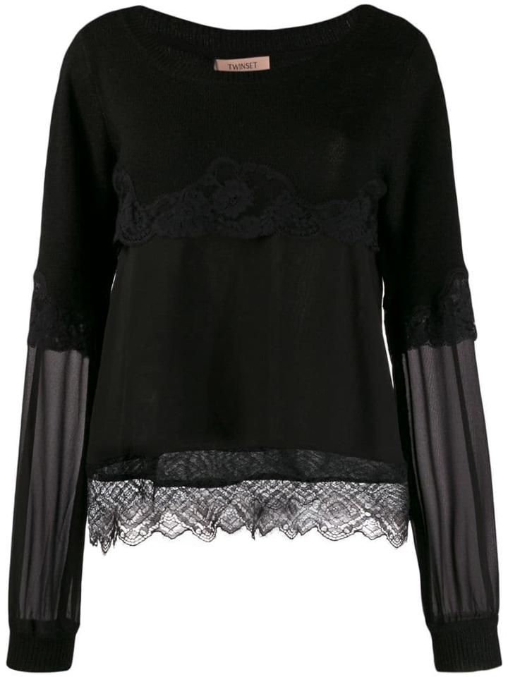 Twin-set Tiered Lace Jumper - Black
