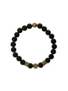 Nialaya Jewelry Engraved Bead Bracelet - Black