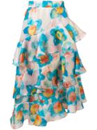 Daizy Shely - Ruffled Midi Skirt - Women - Silk - 40, Blue, Silk