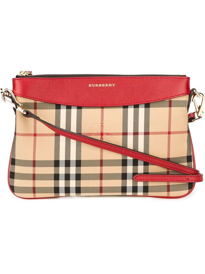 Burberry Horseferry Check Crossbody Bag, Women's, Red, Leather/nylon