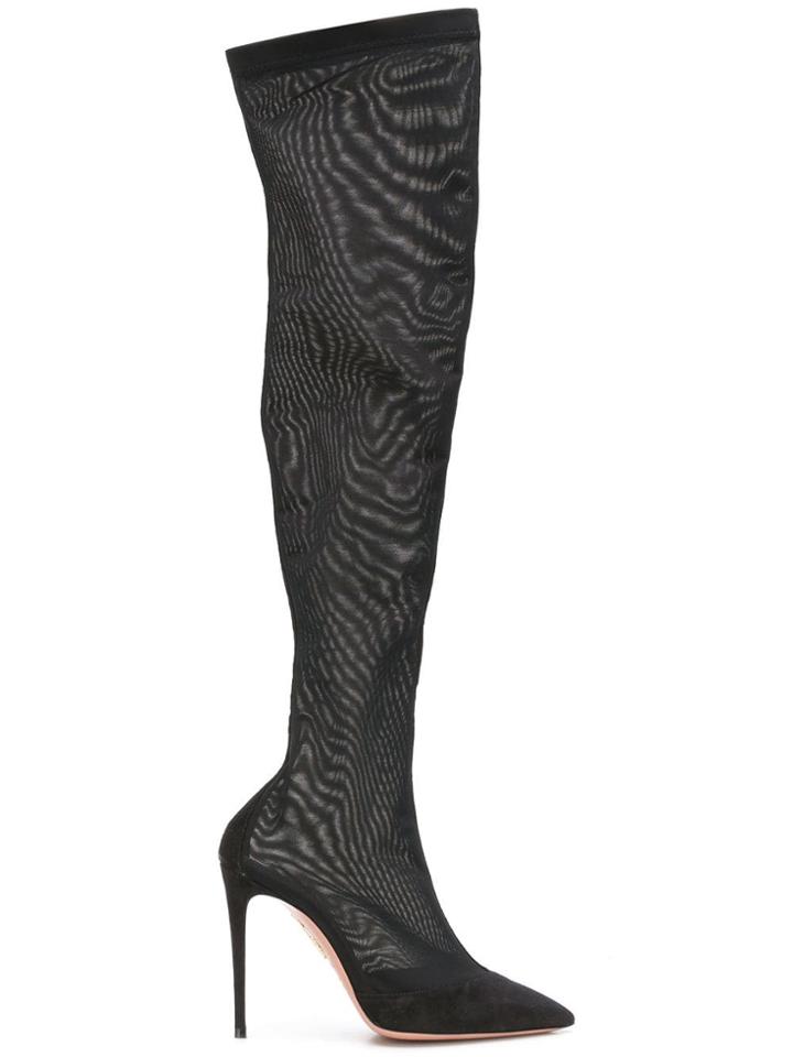 Aquazzura Hot Stuff Mesh Boots - Black